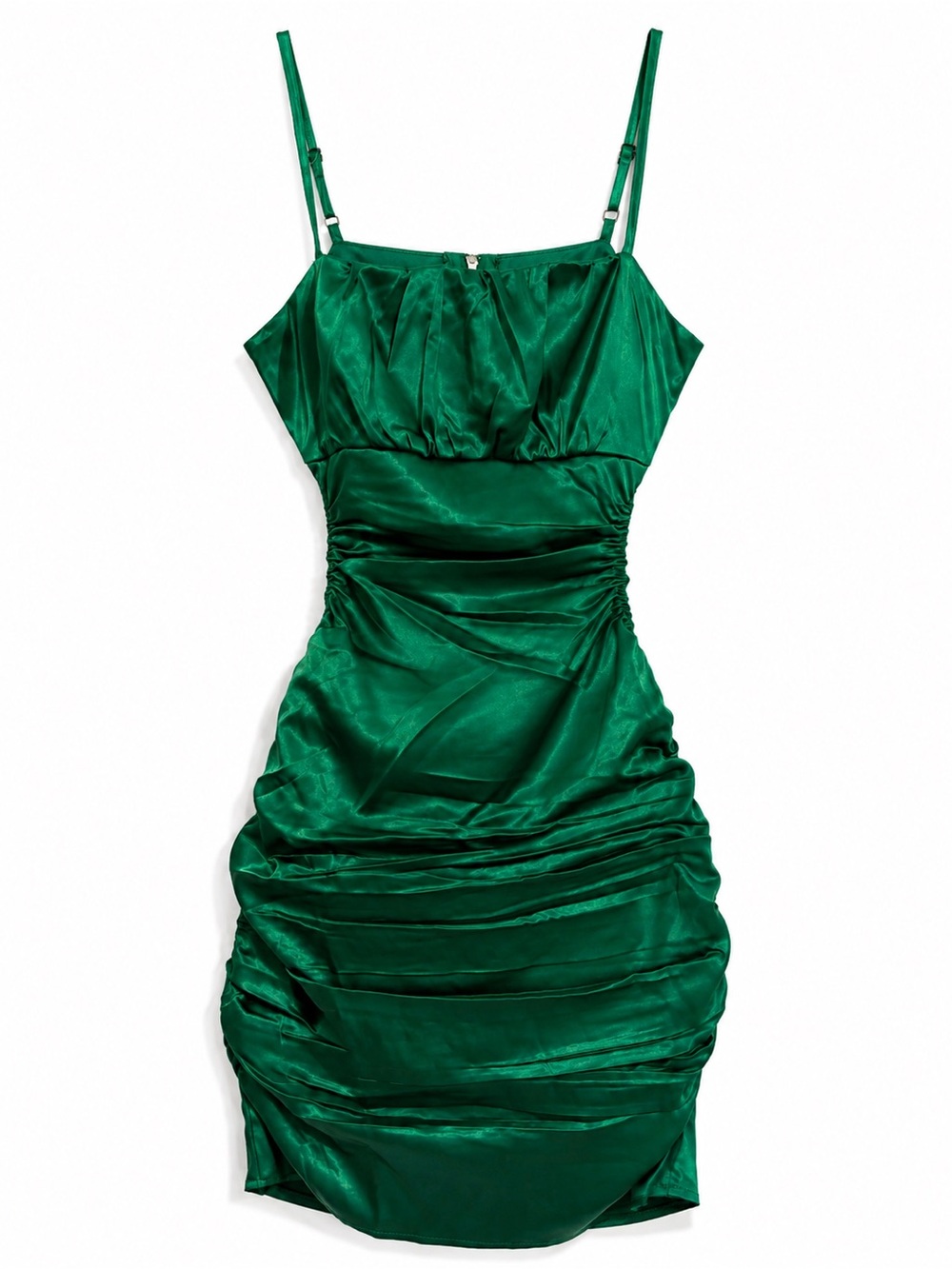 Sky to Moon Emerald Green Satin Ruched Cutout Mini Dress NWOT (runs small)